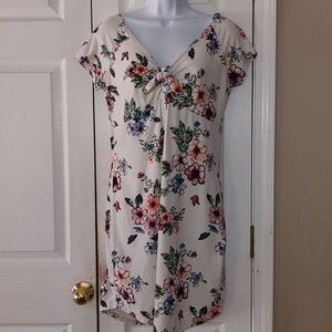 No Boundaries white and floral print super soft casual dress Sz Juniors XL 15/17